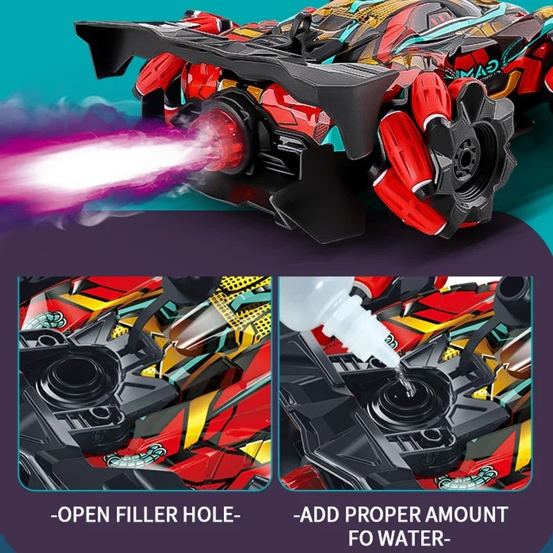 WLtoys F1 Drift RC Car With Led Lights Music 2.4G Glove Gesture Radio Remote Control Spray Stunt Car 4WD Electric Children Toys 4