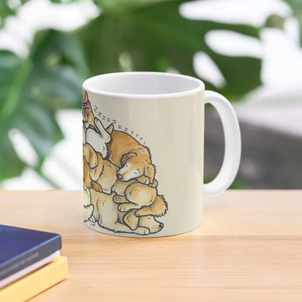 

Sleeping pile of Golden Retriever dogs Coffee Mug Cups Ands Customs Ceramic Cups Mug