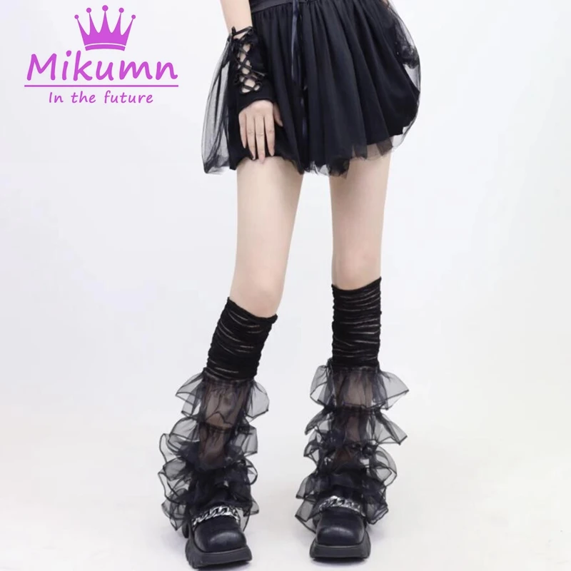 Bas Rétro Japonais Pour Femmes, Chaussettes Longues à Volants, Style Lolita, Dentelle Blanche, Chaussettes Hautes Aux Genoux, Douces Filles, Mignon Nœud, Cuisses Hautes