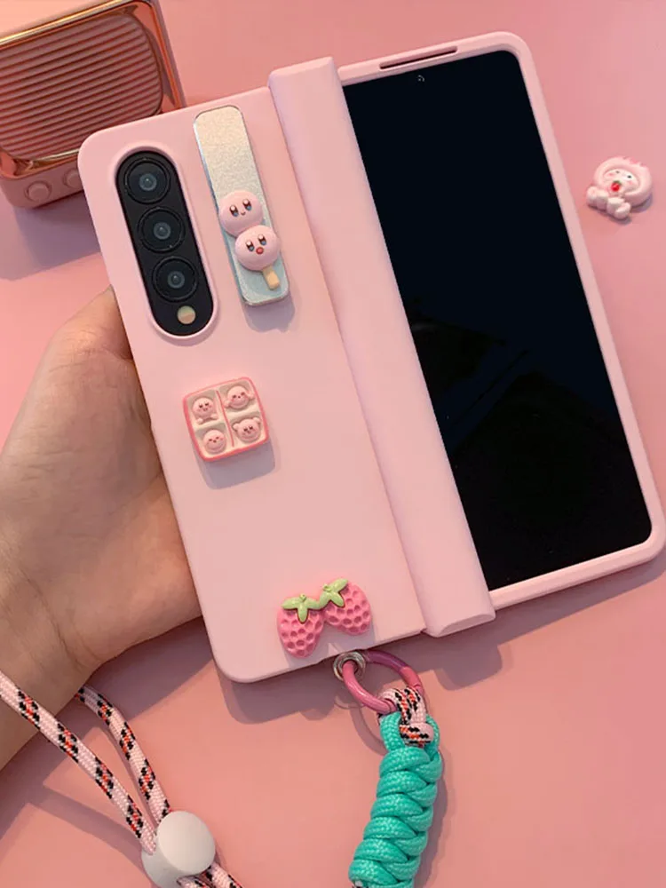 Cute Strawberry Gril Pink Phone case For Samsung Galaxy Z Fold