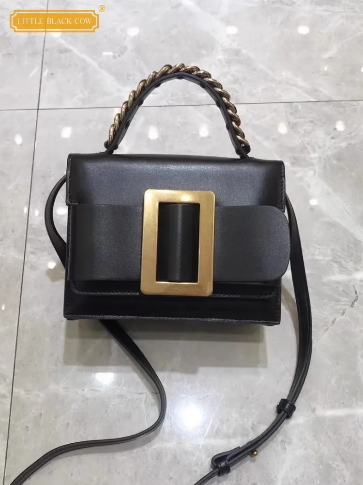 

Fashion Women Buckle Small Flap Chain Totes Handbag High Quality Cow Leather Strap Shoulder Bag Elegant Ladies Crossbody Bags