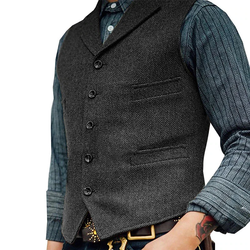 thumbnail image 1 of Chaleco de hombre primavera y otoño Casual versión coreana moda nueva Slim Fit abrigo de una botonadura chaleco camiseta sin mangas, 1 of 4