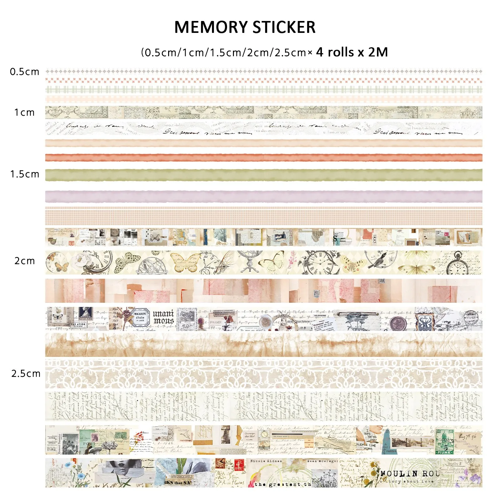 20Pcs Retro Washi Tape Set Kawaii Masking Tape Stationery Journal Supplies Grid Washitape Scrapbooking Decorative Adhesive