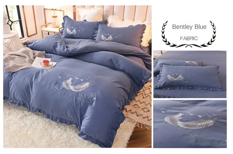 4-Piece Bedding Set Fashion Lace Girl Bedspread Skirt Solid Color Bed Linens King Queen Size Bed Cotton Pure Sheet Quilt Cover duvet sets