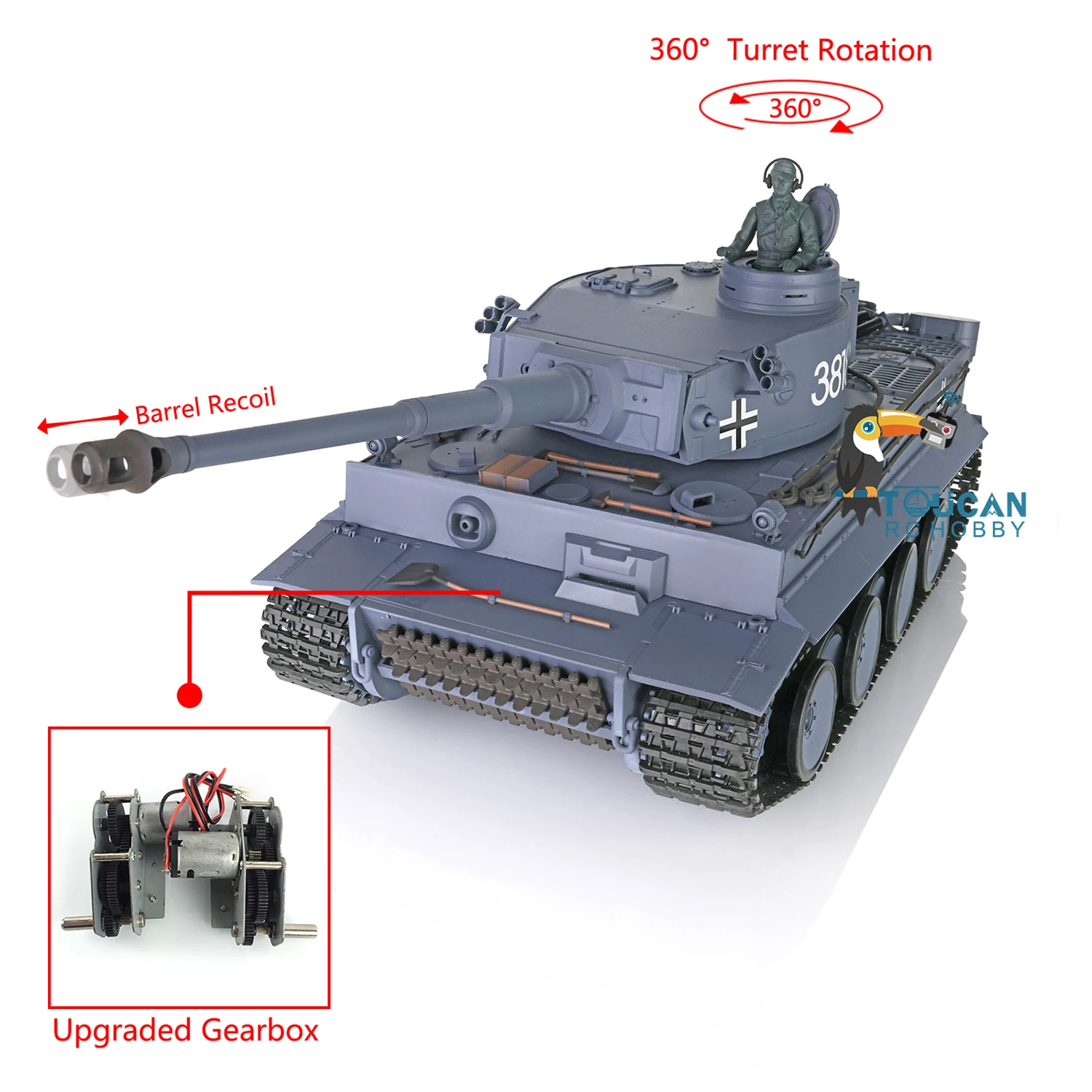 Heng Long 1/16 7.0 Plastic Tiger I RC Tank 3818 W/ Steel Gearbox Barrel Recoil IR Battle RC Model for Boy as Gift TH17237-SMT8 2 Heng Long 1/16 7.0 Plastic Tiger I RC Tank 3818 W/ Steel Gearbox Barrel Recoil IR Battle RC Model for Boy as Gift TH17237-SMT8 2