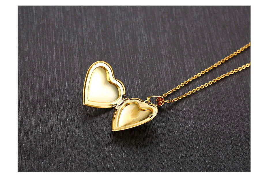 Vnox Romantische Herz-Fotorahmen-Halsketten für Frauen, Geschenke, kann geöffnet werden, Edelstahl, Versprechen, Liebe, Andenken, Schmuck – Detail 5