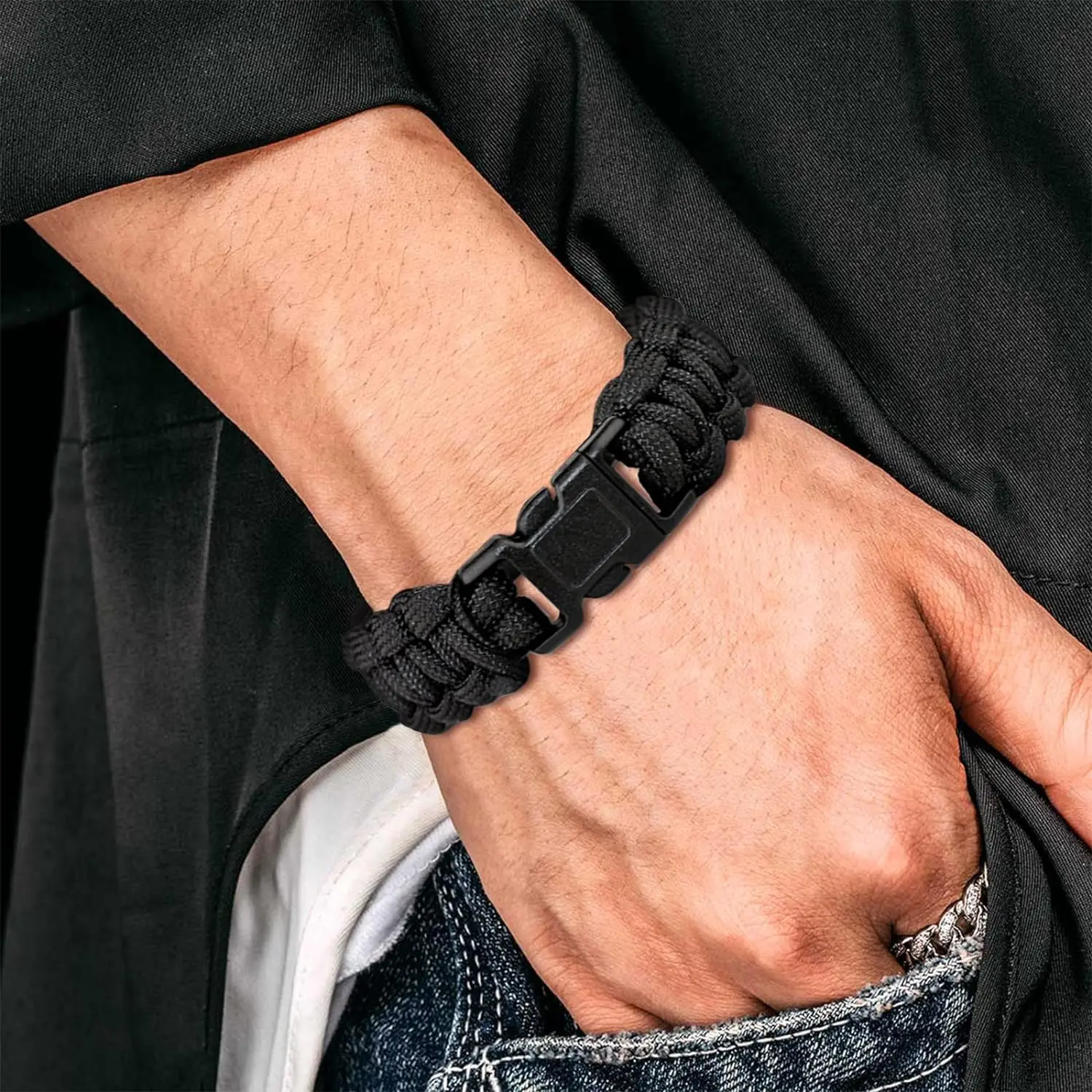 Paracord Bracelet For Men 7 Strand 4mm Tactical Parachute Cord Survival For Outdoor Camping Hiking