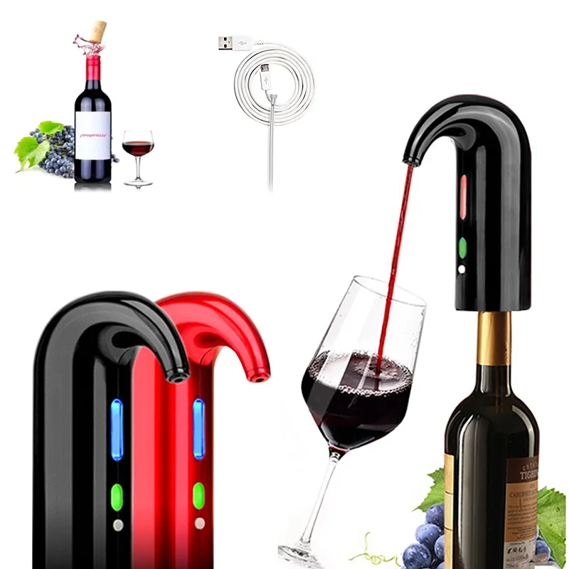 Electric Wine Aerator One Touch Quick Aerating Awakening Wine Decanter Dispenser Pump Automatic USB Rechargeable Wine Pourer