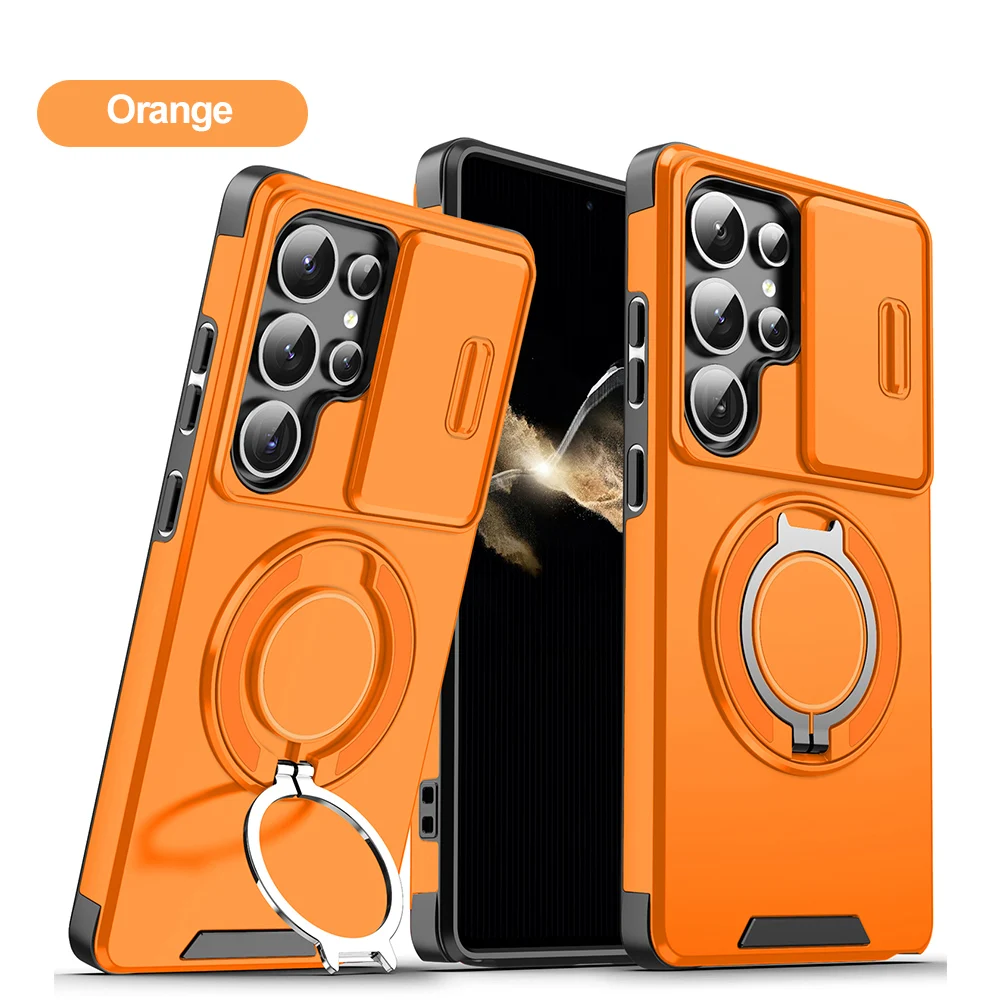 Enhanced Magnetic Phone Case with Ring Bracket and Camera Protection