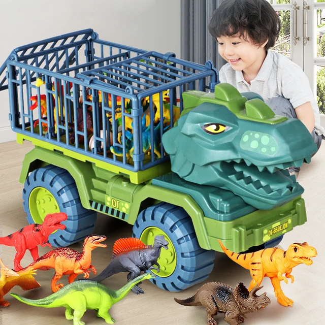 Children Dinosaur Engineering Car Toys Kids Large Size Transport Excavator Vehicles Carrier Truck Toy Pull Back Vehicle Gifts 1