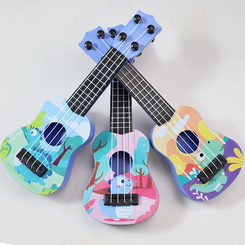 Simpatico tromba per bambini Principiante Simulazione Ukulele Chitarra Mini regalo per strumenti musicali per l'educazione dell'illuminazione dei bambini a quattro corde