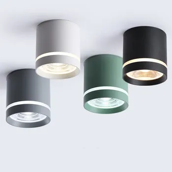 북유럽 다운라이트 LED 표면 천장 스포트라이트, LED 배경, Ac 220v, 조도 조절 COB 스팟, 주방 원형 램프, 침실 호텔