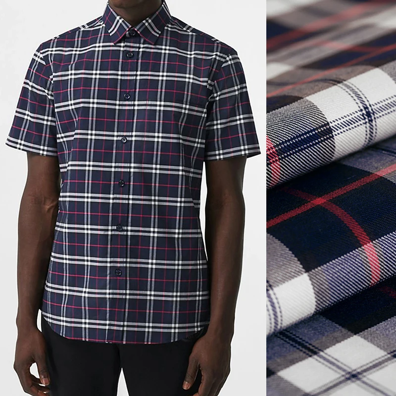 

115 см в ширину 140 г/м окрашенная хлопковая ткань для мужчин брюки костюм платье пальто для весны осени синяя красная серая ткань в клетку с принтом E1504