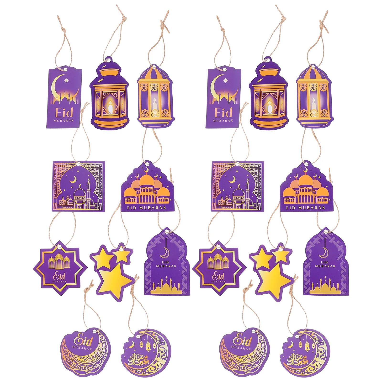 

20 Pcs Paper Eid Buntings Themed Ornament Supplies Mubarak Hanging Banner Decoration Pendant Accessories Ornaments