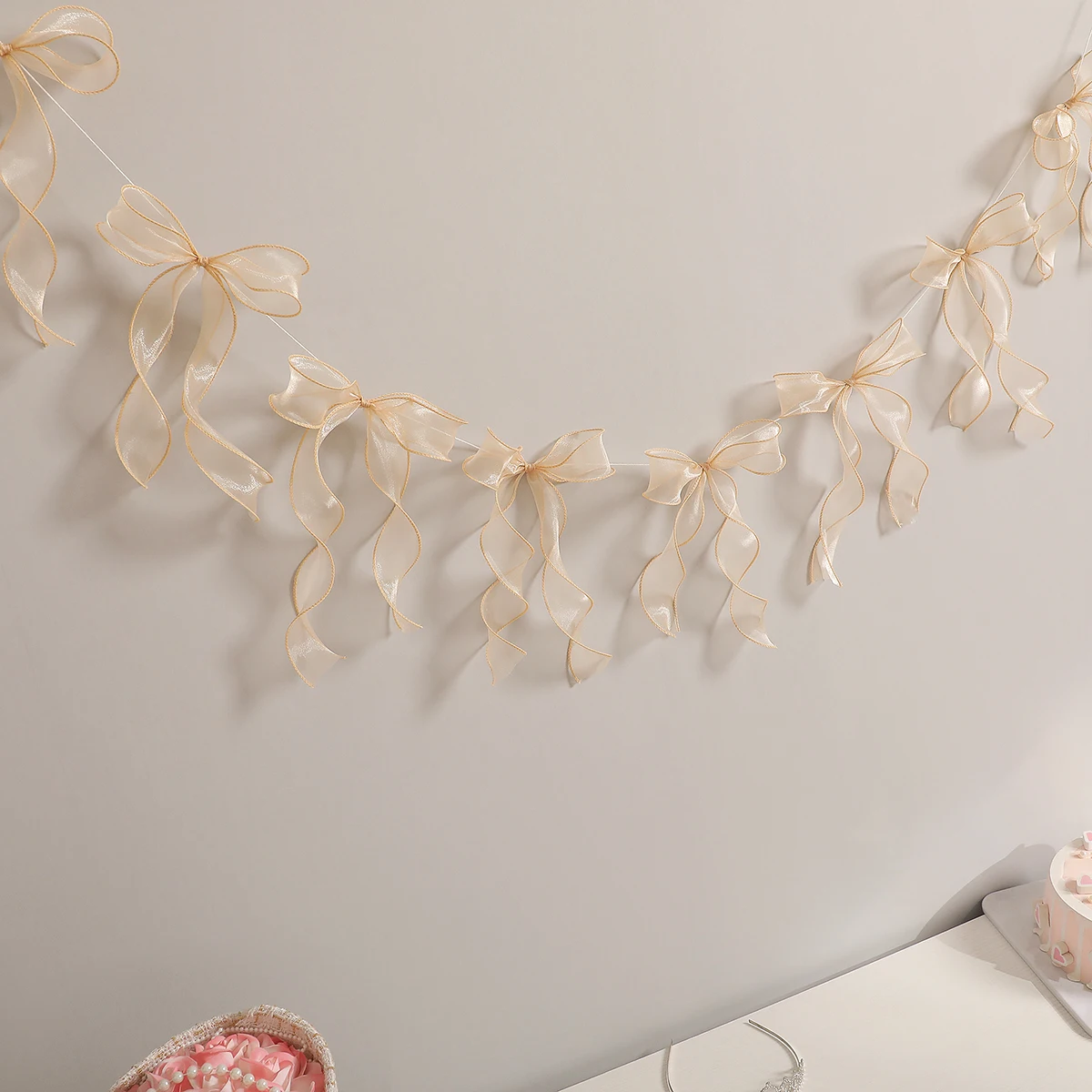 Elegant Multicolor Bow Ribbon Banner for Festive Wall Decoration