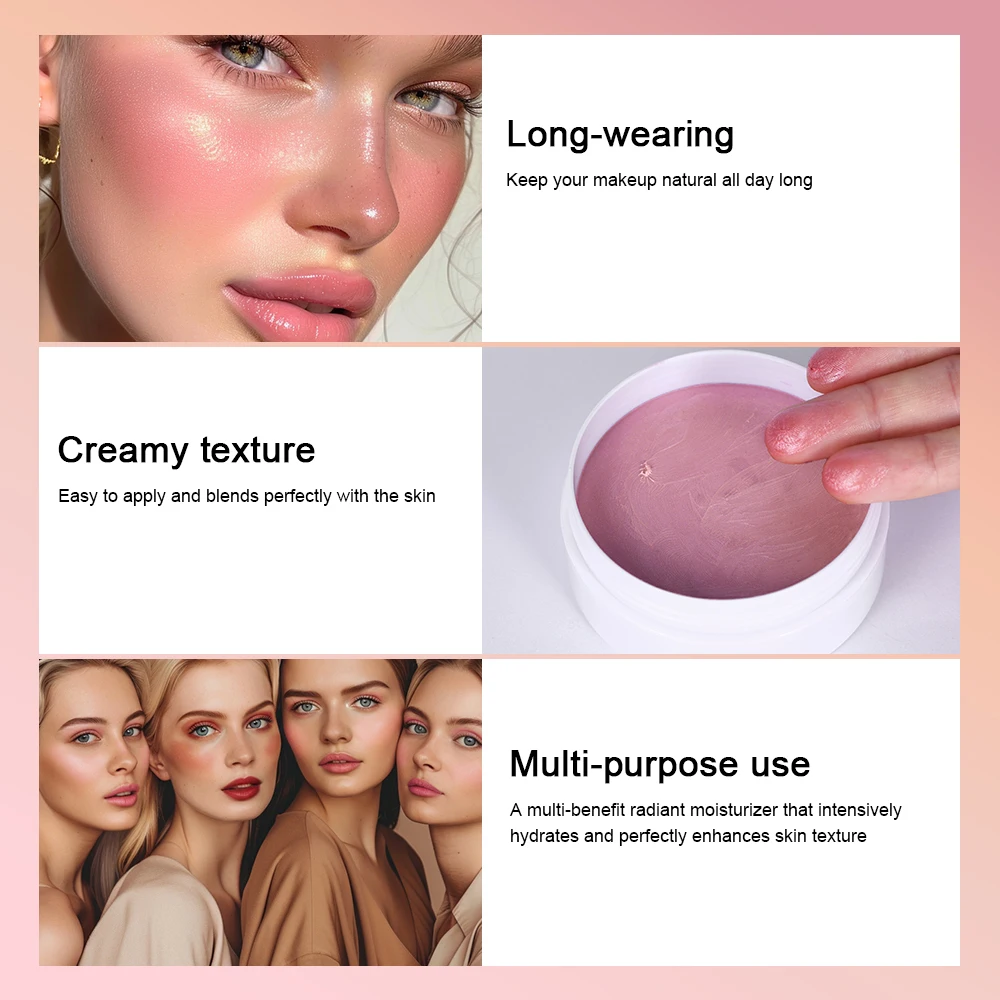 Miracle Downycheek Cream Monochrome Blush Paste Mud Woman New Peach Blush  Eyeshadow Lipstick 3In1 Paste Cheek Women Comstics 4