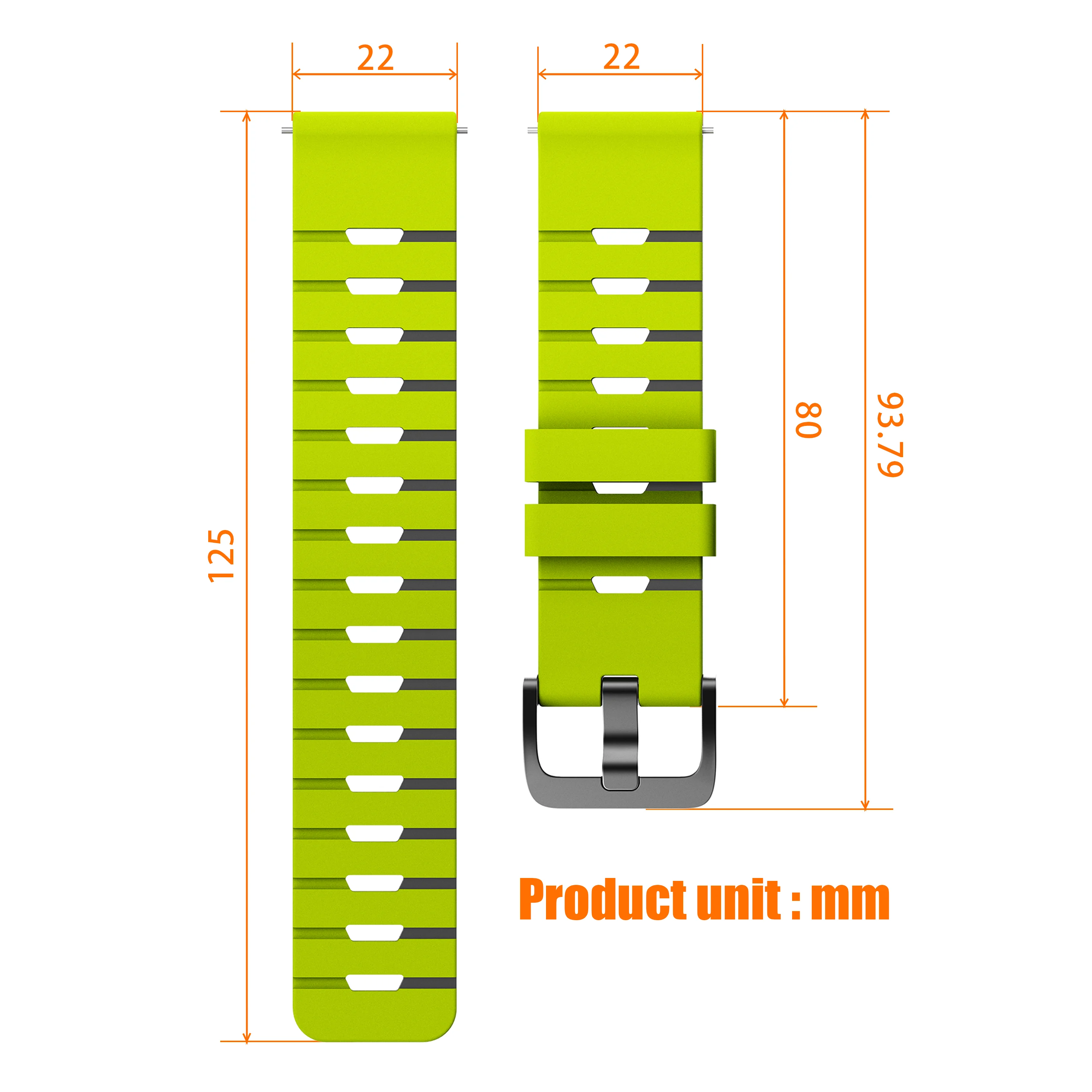 Versatile Silicone Watch Band - 22mm Adjustable Sport Strap