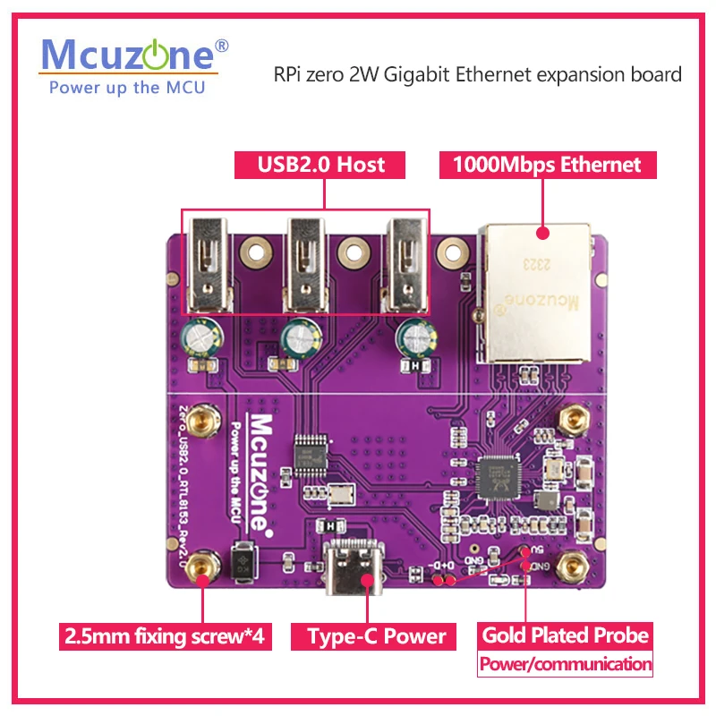 拡張カード Raspberry Model B RPi0 3U1GE、Raspberry pi zero2 W ギガビットイーサネット拡張