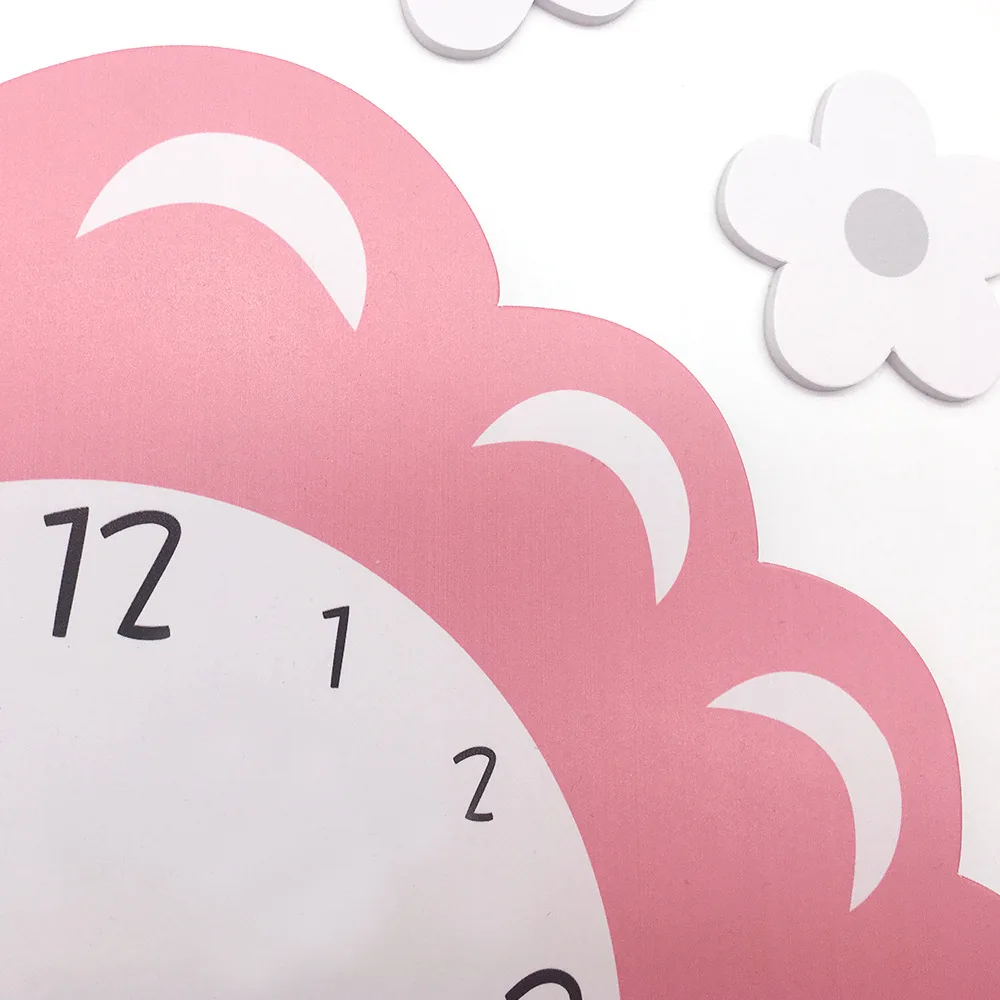Children's Room Living Room Decoration Mute Cartoon Wall Clock Funlife Lovely Pink Swan Spot Swc012