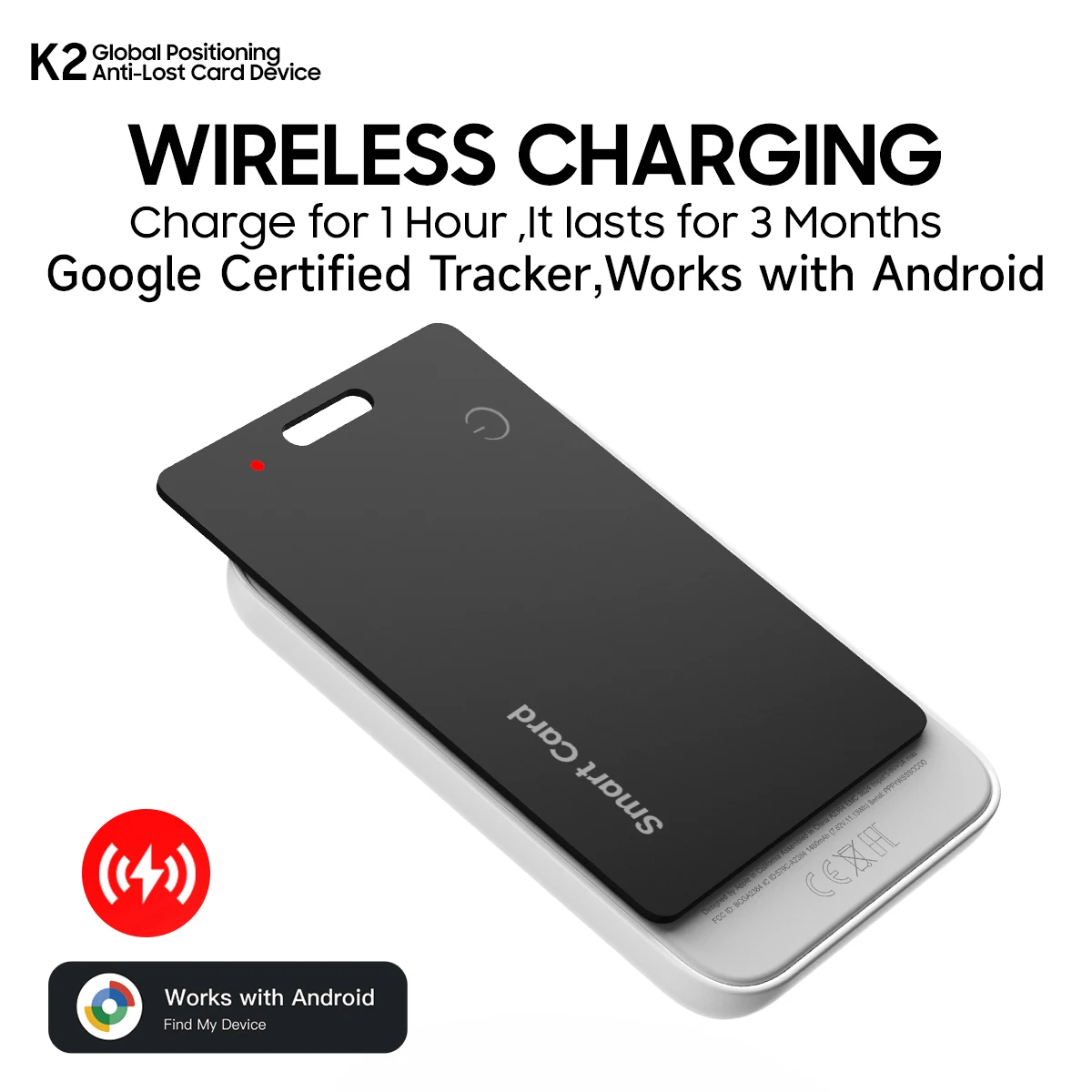 Ultra Thin Bluetooth Smart Wallet Tracker - Wireless Rechargeable Anti-Loss Tag