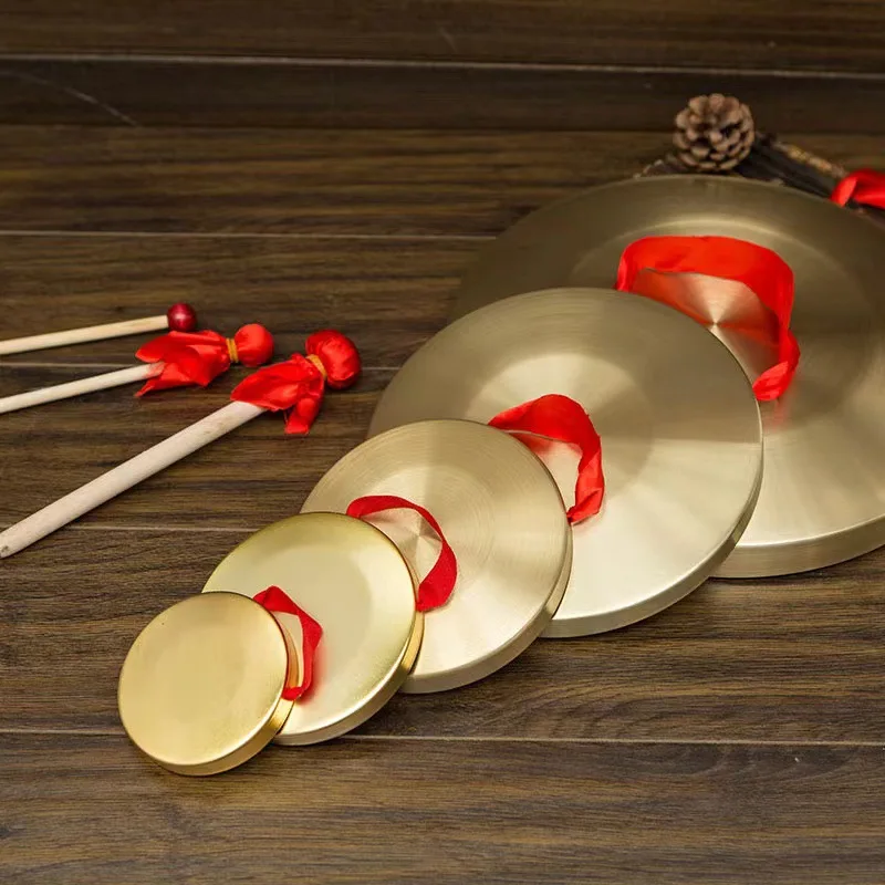 New 18 / 25/ 32 cm Hand Gong Cymbals Alloy Material Gong Chapel Opera Percussion Instrument with Round Play Hammer