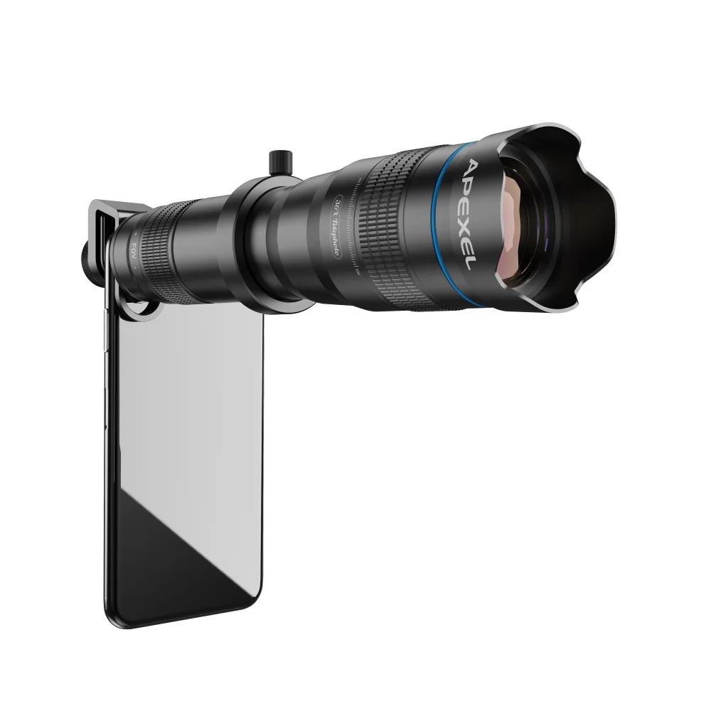 Obiettivo Teleobiettivo 36X Per Smartphone – Zoom Ottico Con Lenti In Vetro Multistrato, Compatibile Con IPhone E Android, Morsetto Universale