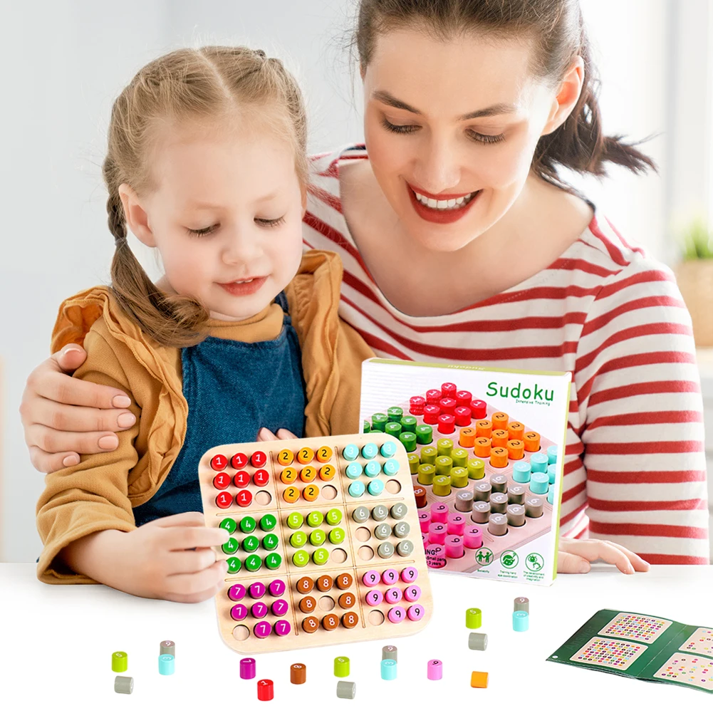 Wooden Sudoku Puzzles Board Game Brain Teaser Colorful Kids Adults Number Thinking Game Math Brain Teaser Desktop Toys Gifts New 4