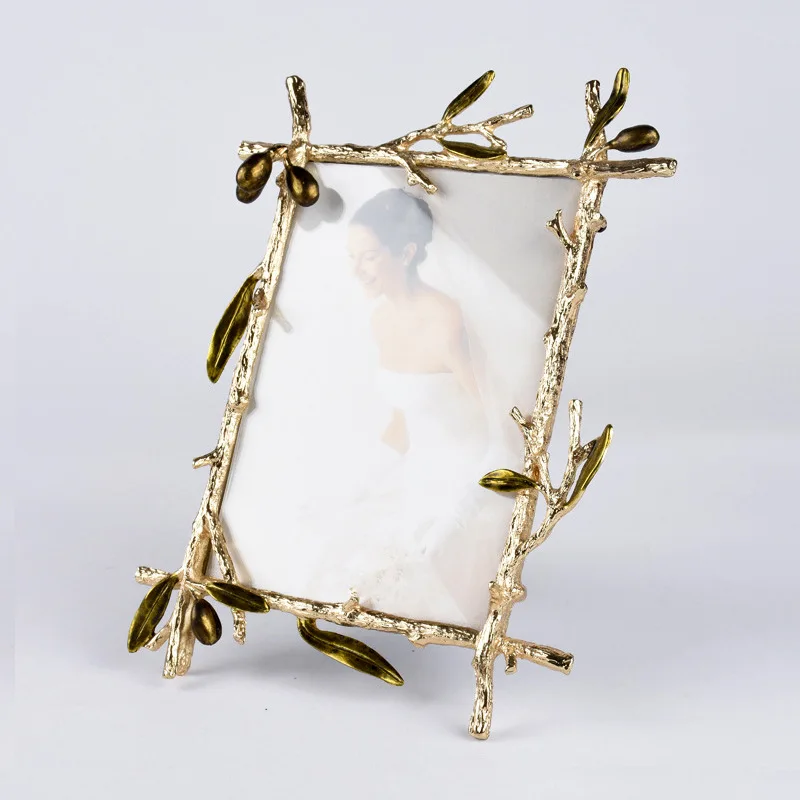 Elegant Golden Olive Branch Metal Picture Frame