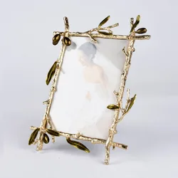 Elegant Golden Olive Branch Metal Picture Frame - 18x24cm