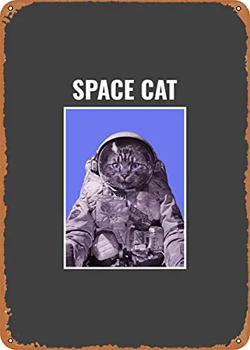 Космический Кот, винтажный вид, металлический знак, патент, художественные принты, ретро подарок, 8x12 дюймов