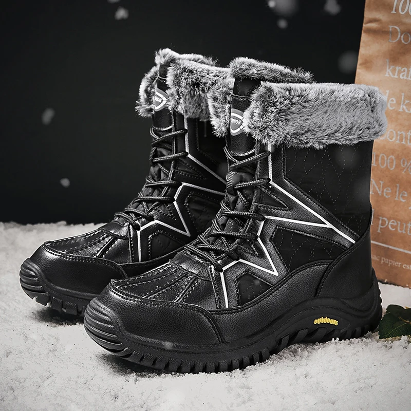 

Fujeak Women's New Winter Snow Boots Warm Non-slip Waterproof Femal Boots Outdoor Fashion Women Height-enhancing Cotton Shoes