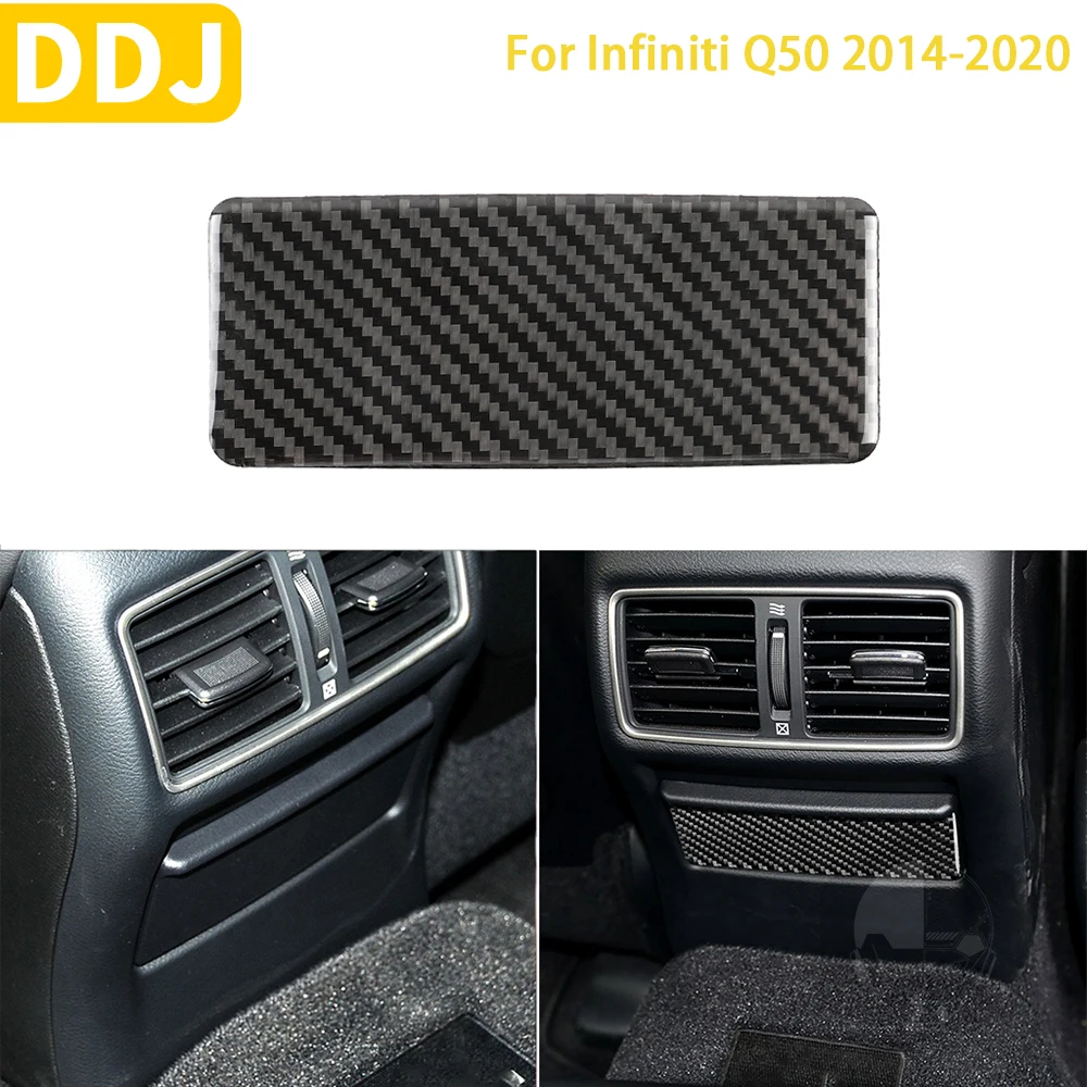 

For Infiniti Q50 2014-2020 Car Accessories Interior Carbon Fiber Rear Ashtray Panel Trim Sticker Decoration