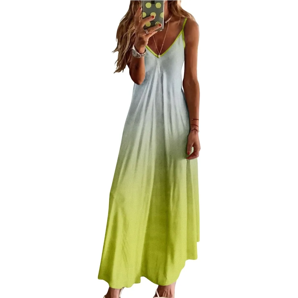 Summer Ladies Dress Gradient 3d Printed Comfortable Fashion Breathable Maxi Plus Size Beach Style |
