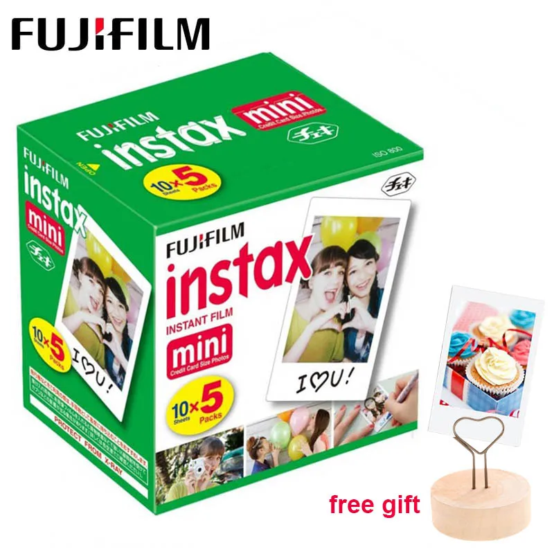 후지필름 인스탁스 미니 필름 화이트 엣지 인화지, 미니 리플레이 11 9 8 40 70 90 링크 즉석 카메라, 사진 클립 포함, 50 매