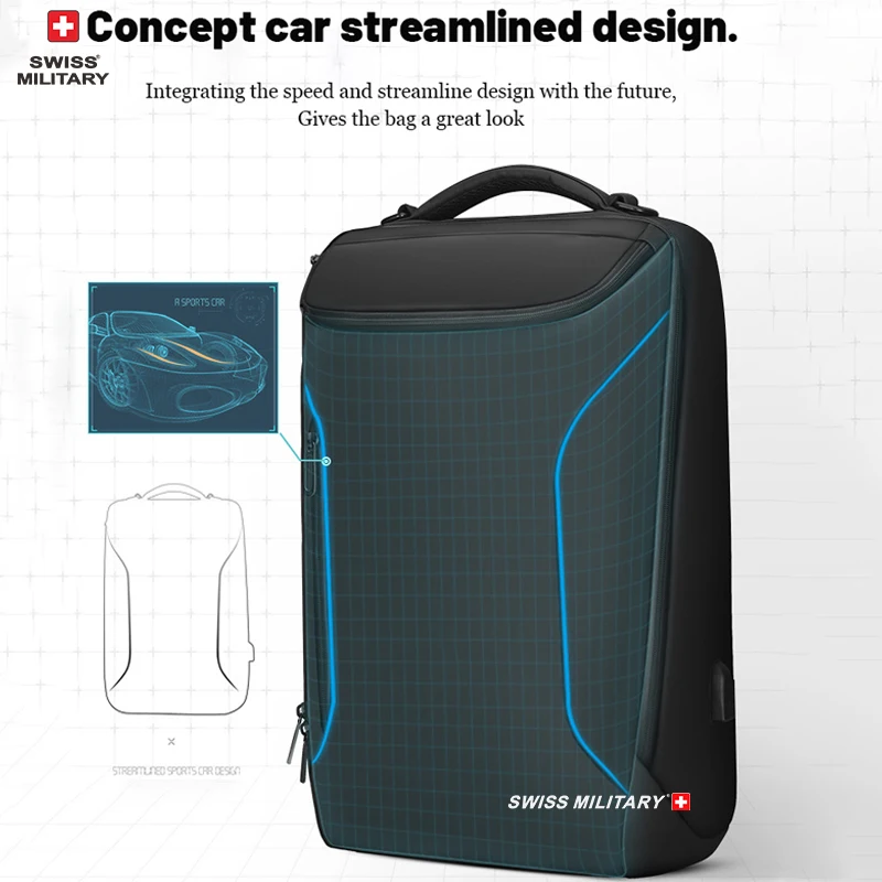 SWISS MILITARY 17 inch Laptop Backpack For Men Travel Spacious Backpack Business Backpack Waterproof Schoolbag Computer Bag