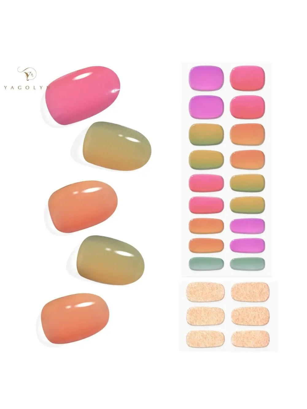 18+6Tips/Set Gel Nail Sticker Semi Cured UV Lamp Accept Spot Nail Art Sticker Nails Manicure
