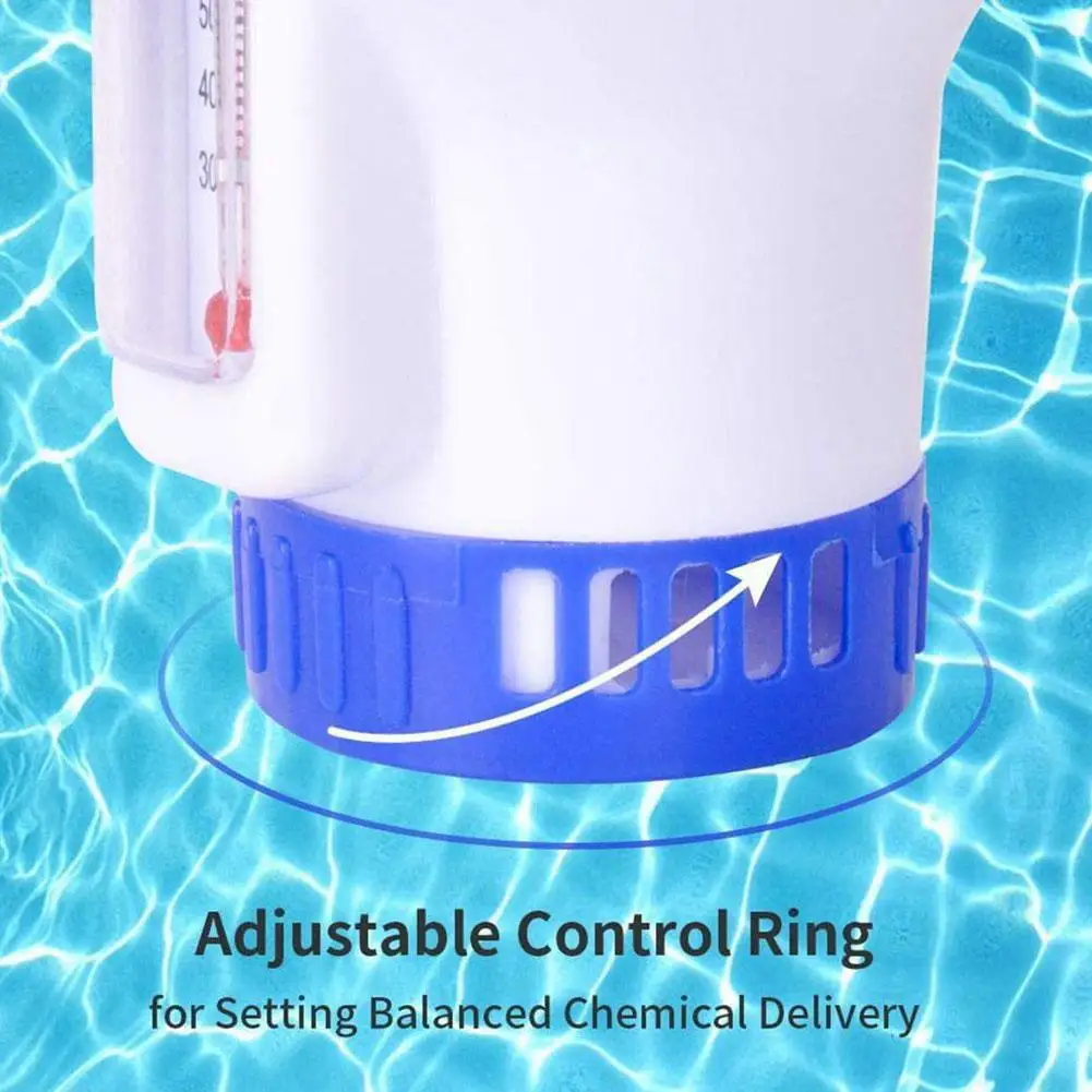 Swimming Pool Accessory Swimming Pool Floating Dose Dispenser with Thermometer Outdoor Bathtub Chemical Chlorine Dispenser