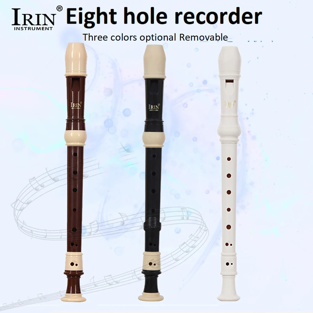 Treble Recorder IRIN 8 Hole Baroque Recorder Bass Recorder Removable Finger Rest And Carry Bag Set Woodwind Accessories