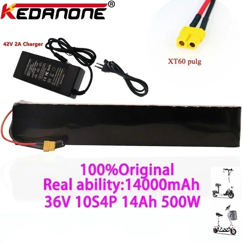 

100% Original high power 36V battery 10S4P 14Ah 18650 battery pack 500W 42V 14000mAh for with BMS