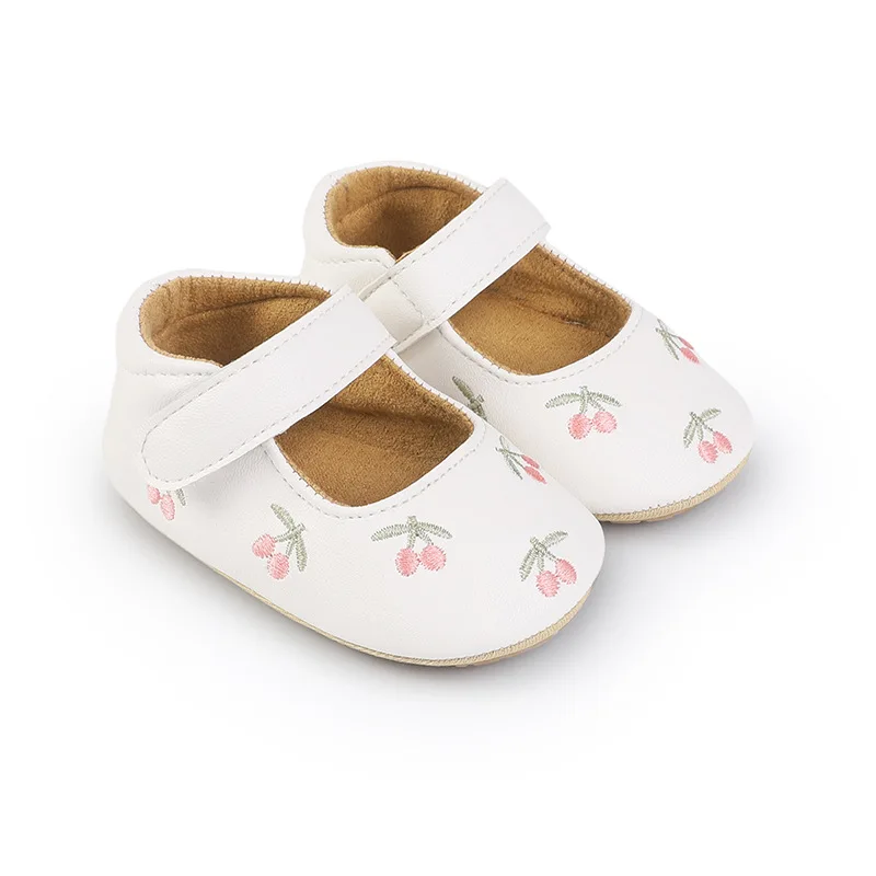 Infant Baby Girls Casual Shoes Princess PU Embroidery Flower Soft Sole Crib Shoes Non Slip Newborn First Walkers Prewalkers 5