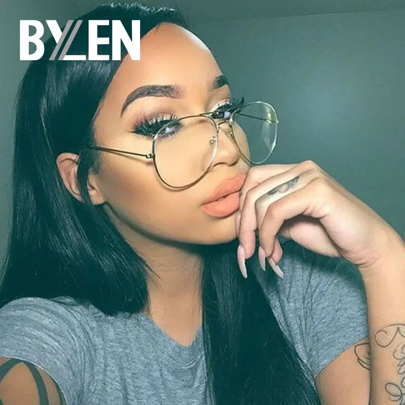 Sleek Gold Shield Unisex Clear Eyeglasses Frames