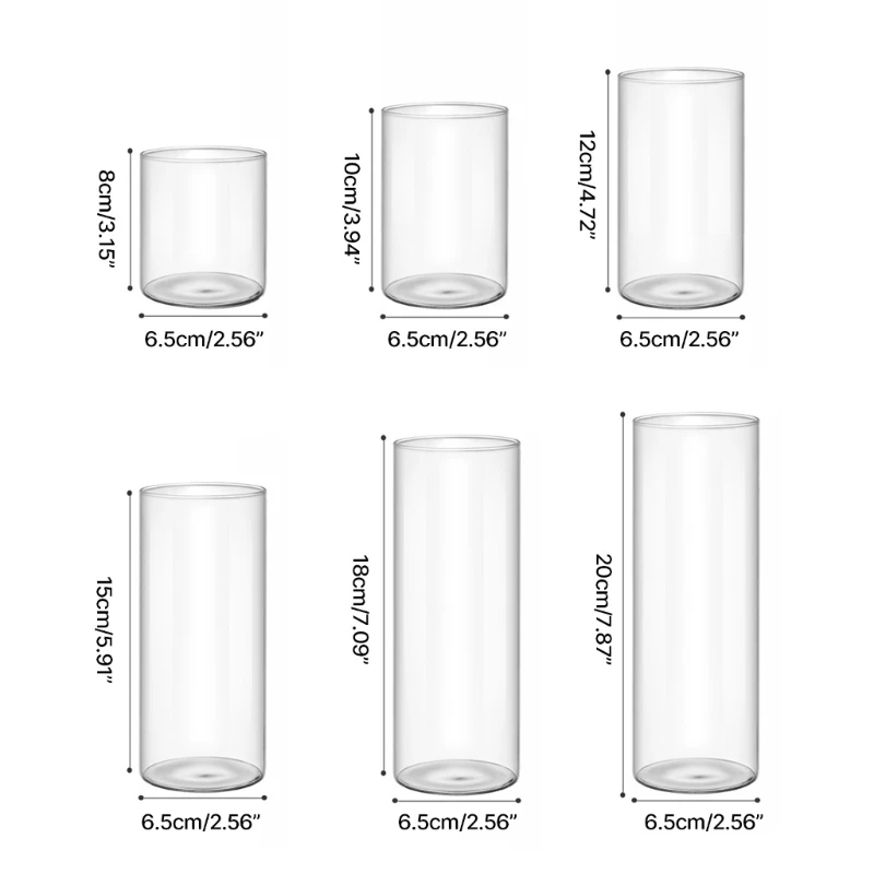 Clear Glass Vase Glass Cylinders Vase Suitable for Various Arrangements 6