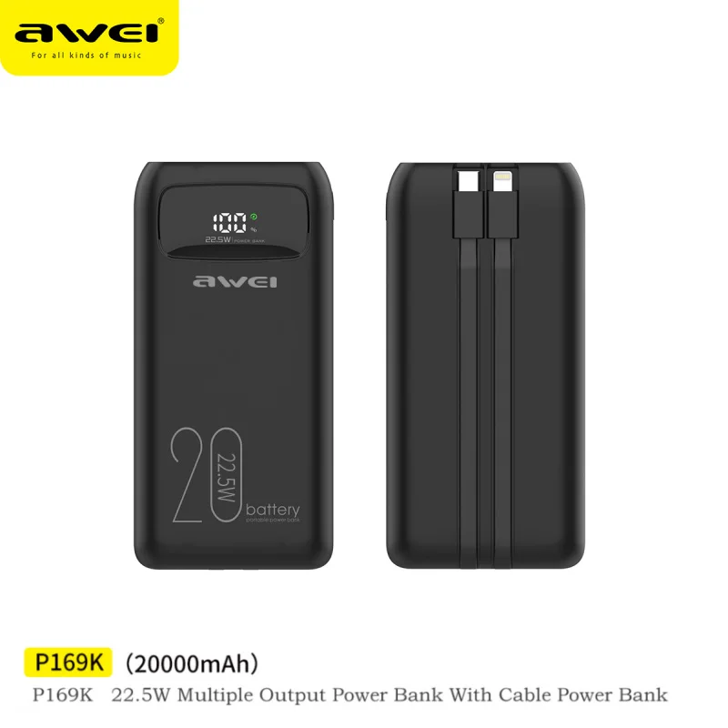 groentje zich zorgen maken evenwicht Awei P169K 20000Mah/10000Mah Krachtige Power Bank Voor Telefoon Powerbank  Draagbare Emergency Mobiel Externe Batterij Snel Opladen - AliExpress