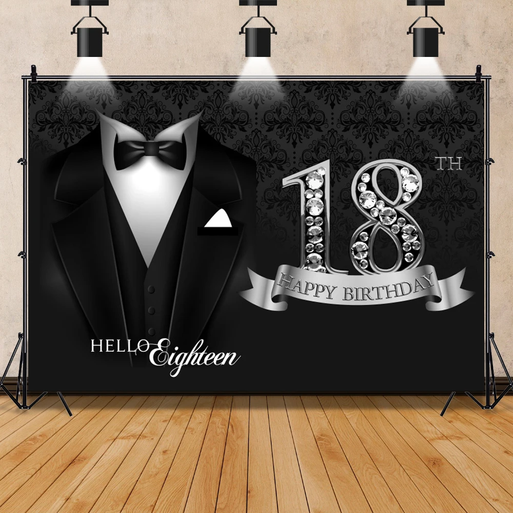 Laeacco Mr. Bar Mitzvah Men Birthday Party Decor Poster Tuxedo Glitter Diamond Photo Backdrop Photography Background,photo backdrop