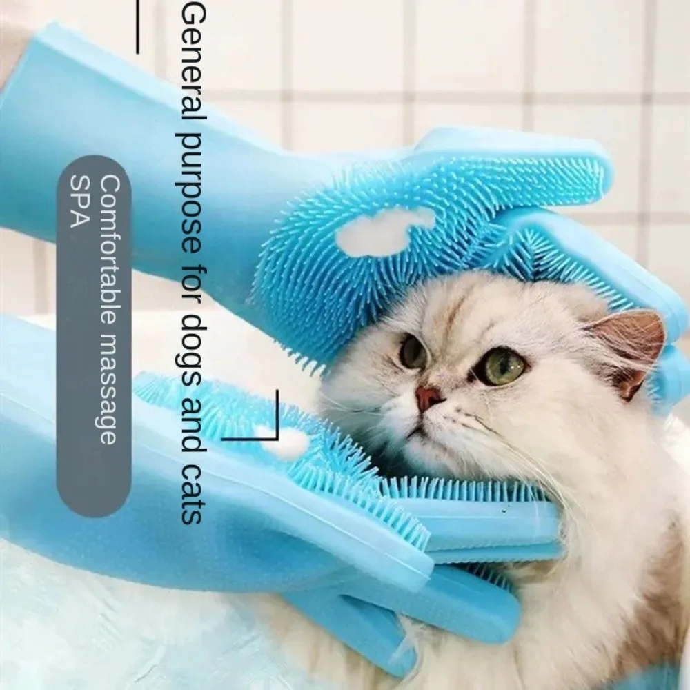 Dog Cats Bath Brush Massage Gloves 2