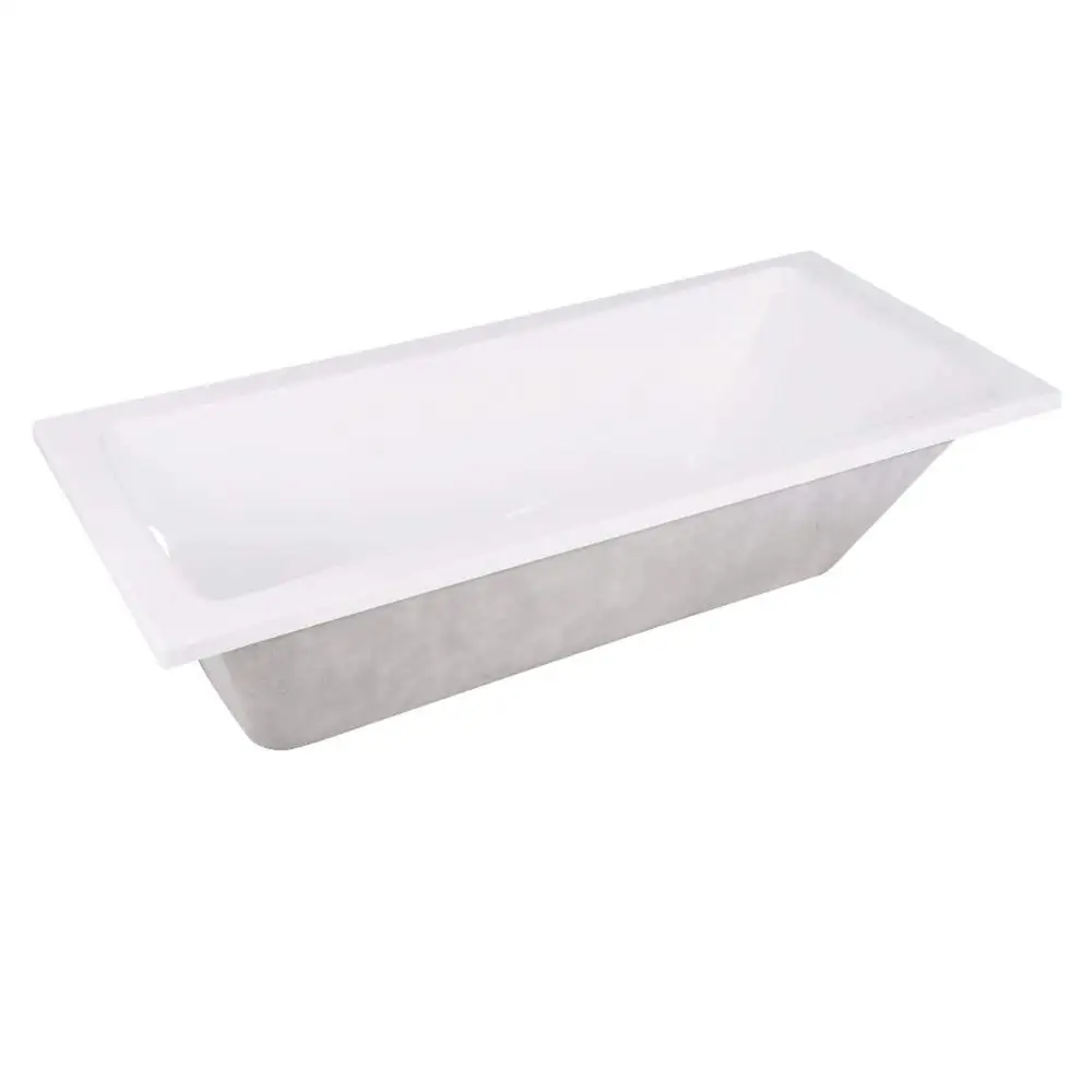 59-Inch Drop-In Acrylic Tub Strong Durable Construction White Color Reversible Drain Hole 2