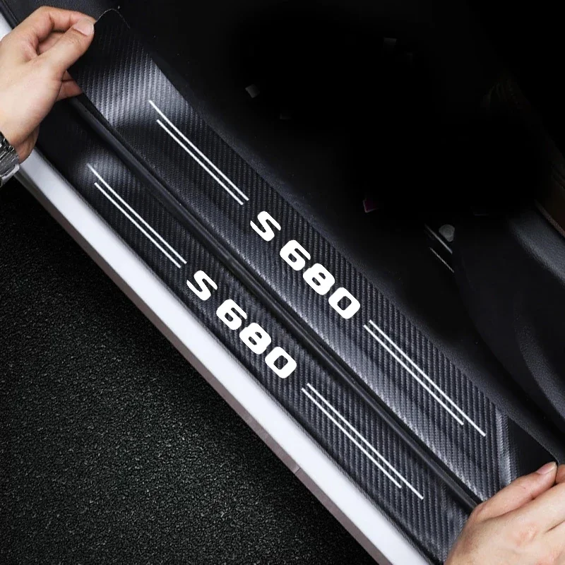 

For Mercedes Benz S680 Car Door Threshold Sill Protective Scuff Plate Carbon Fiber Rear Trunk Bumper Guard Decals Accessories