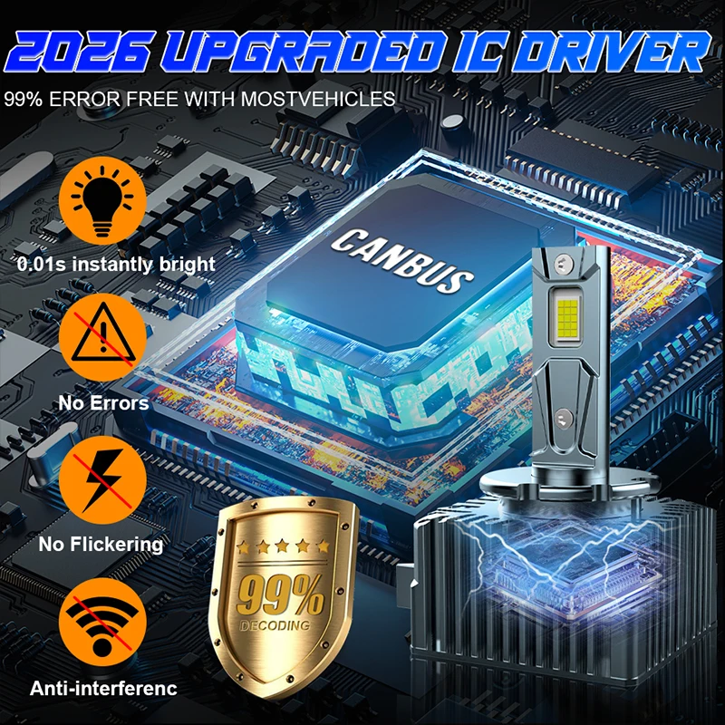 2PCS 7800W D1S LED 헤드라이트 HID D3S D2S D4S D4R D8S D1R D2R D3R 터보 LED CSP 칩 6000K 화이트 12V 플러그앤플레이 자동차 램프 제논