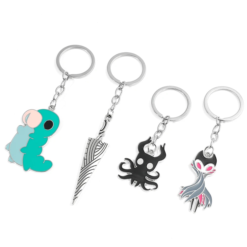 Game Hollow Knight Keychain Metal Key Chains Octopus Pendant Car Bag Key Holder Cartoons Souvenirs Gift Accessories