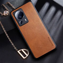 Vintage Luxury Solid Color PU Leather Phone Case for Xiaomi 13 Lite (Orange)